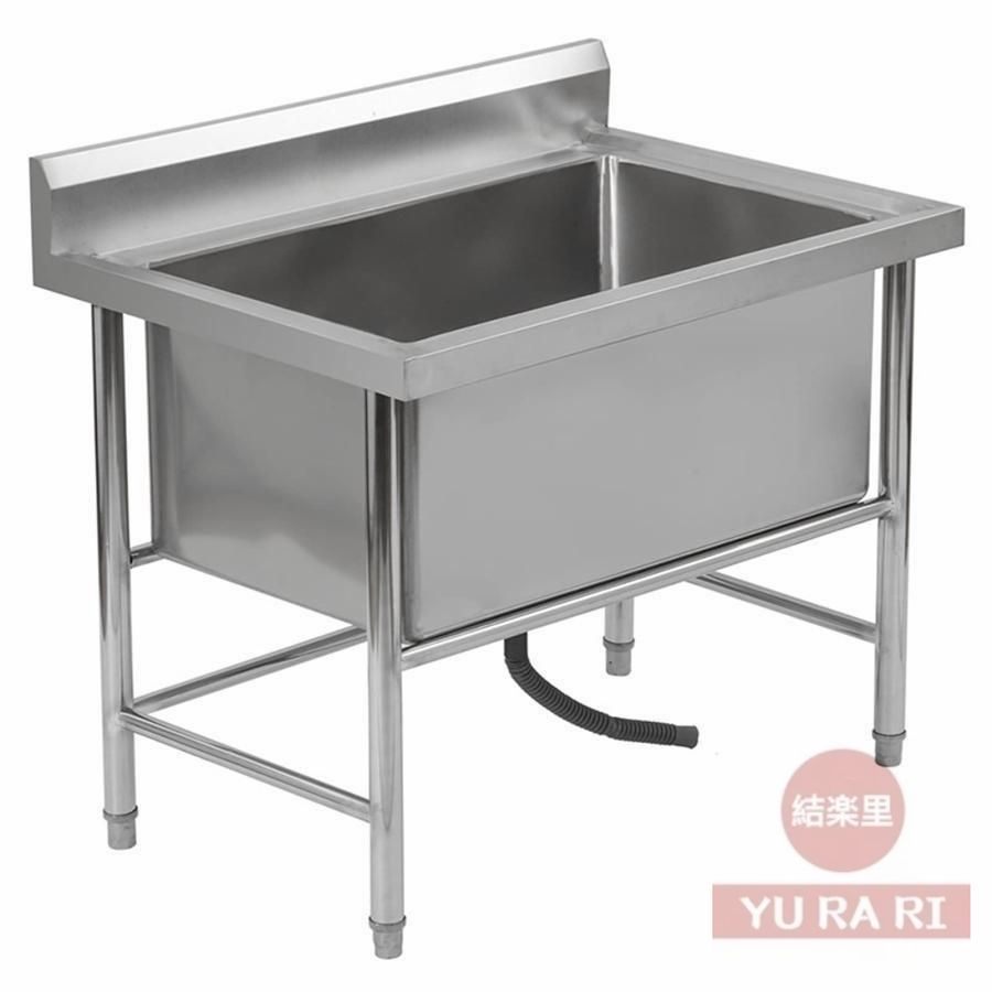 新品 未使用自立型ユーティリティシンク業務用厨房ステンレスシンク、バックスプラッシュ付き40CM深型ダイニングシングルシンク、屋外調理用大容量シンク、ガレージスクール#602
