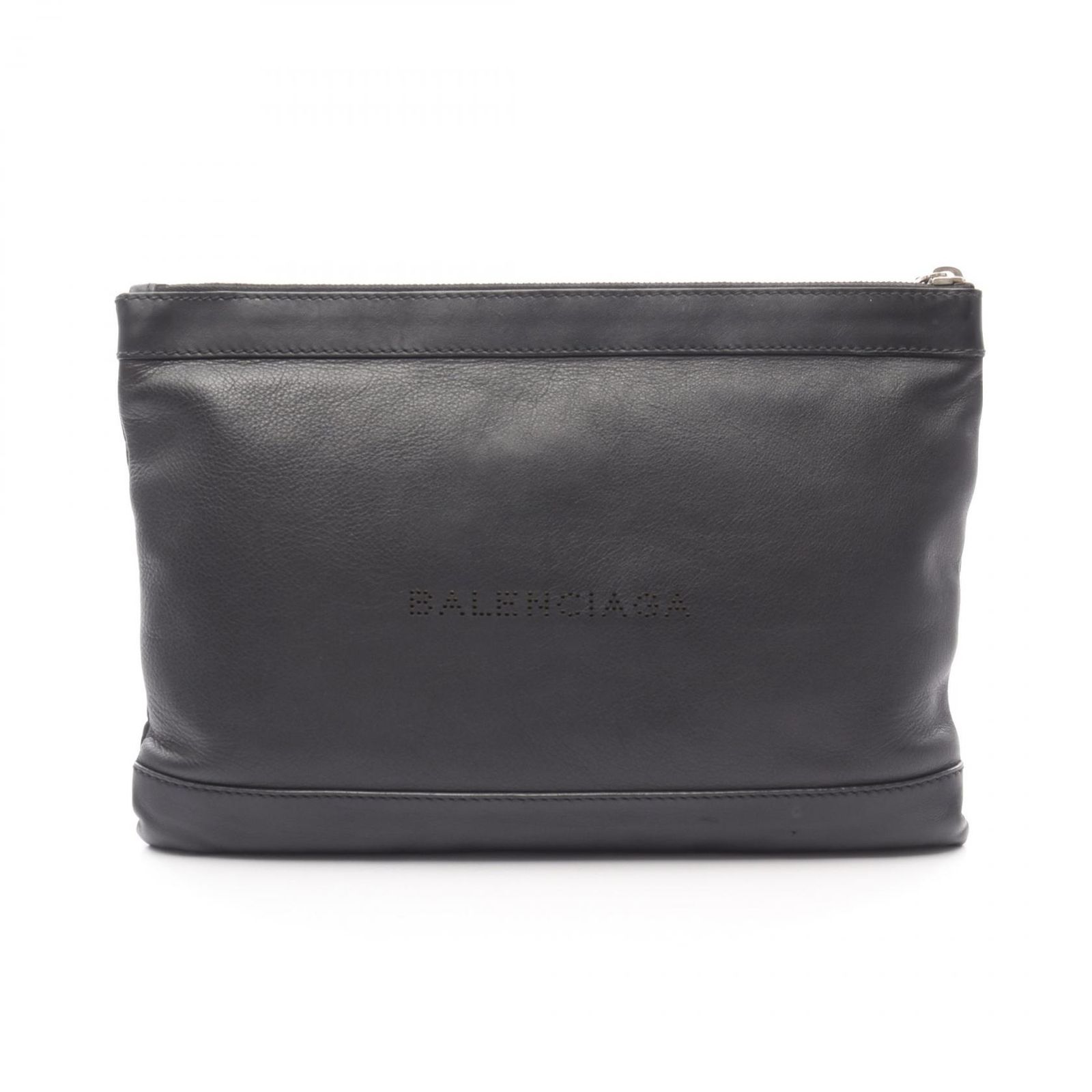 バレンシアガ BALENCIAGA セカンドバッグ クラッチバッグ ネイビークリップ M 373834 ブラック レザー クラッチバッグ ユニセックス Used B