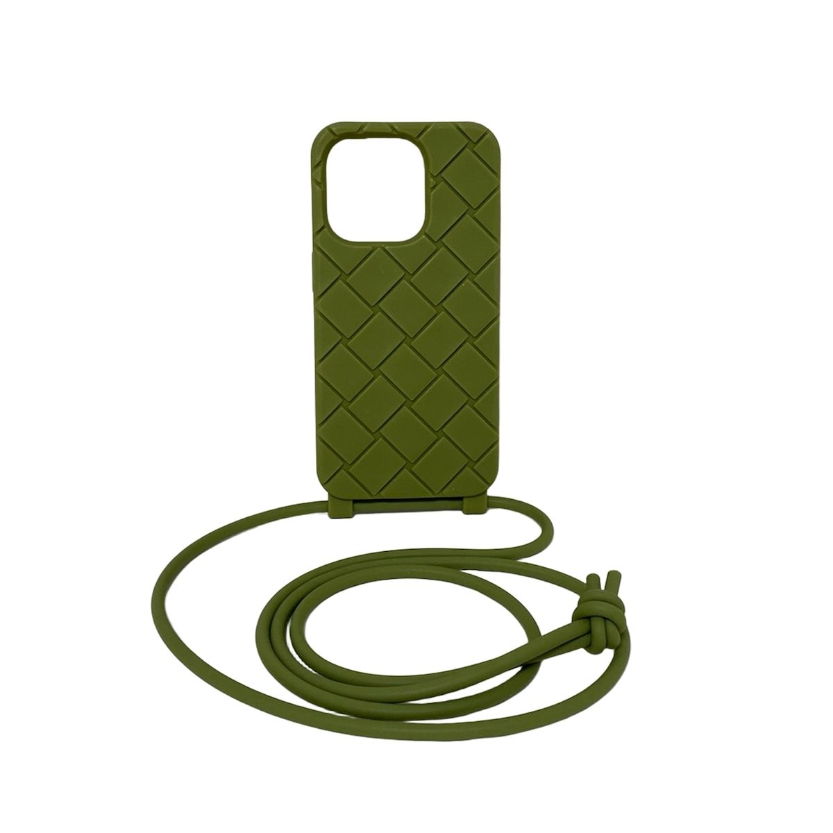 BOTTEGA VENETA ボッテガヴェネタ 携帯電話ケース マキシイントレチャート カーキ スマートフォンケース|ストラップ付き