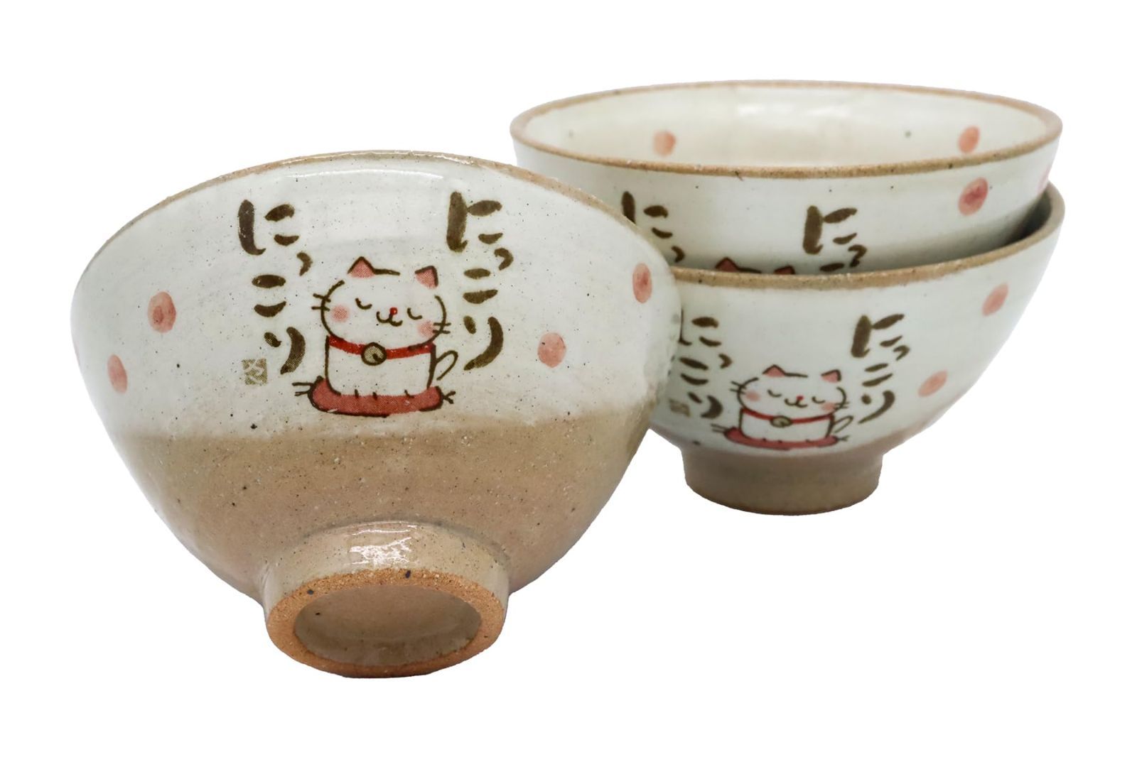 【数量限定】日本製 3セット にっこり) 猫(にっこり 茶碗(直径12ｃｍ)にっこり 飯碗 クラフトマンハウス