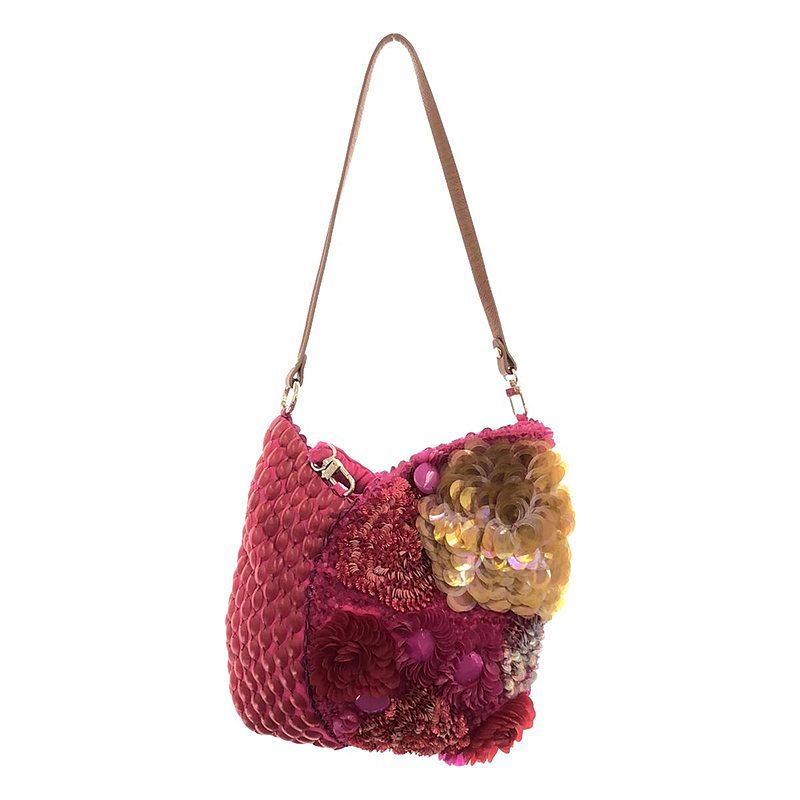 【美品】  JAMIN PUECH / ジャマンピエッシュ | スパンコール ビーズ装飾 ハンドバッグ | レッド | レディース