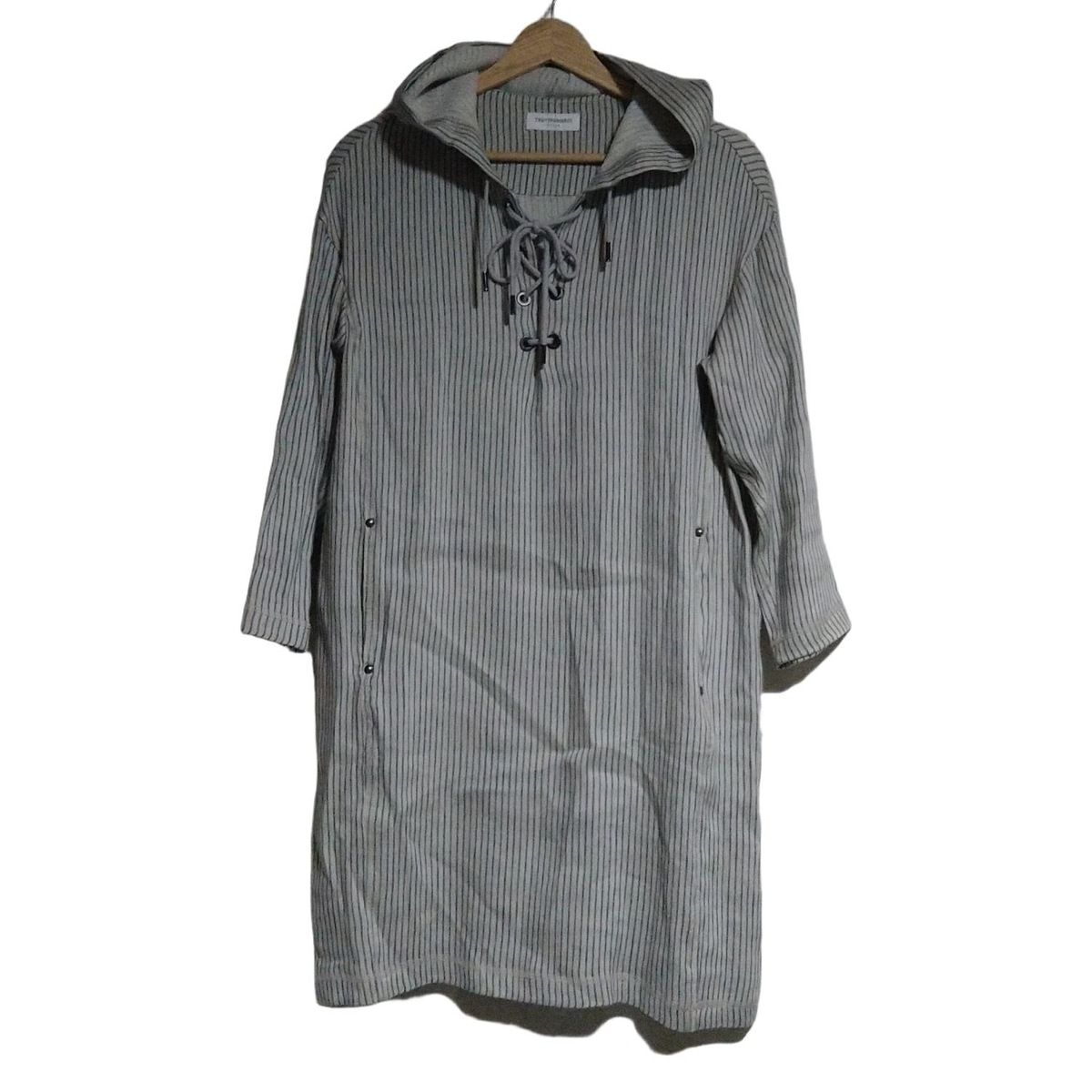 TRU TRUSSARDI トゥルートラサルディ ワンピース サイズ40 M レディース - ライトグレー×ブルー 長袖|ひざ丈|ストライプ