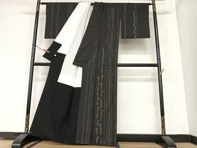 平和屋着物○本場染大島紬 訪問着 刺し子刺繍 草花文 正絹 逸品