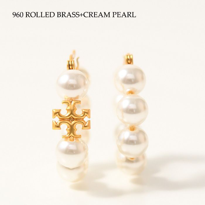 ゴールドパール付きフープピアス TORY BURCH トリーバーチ ピアス アクセサリー キラ パール フープ