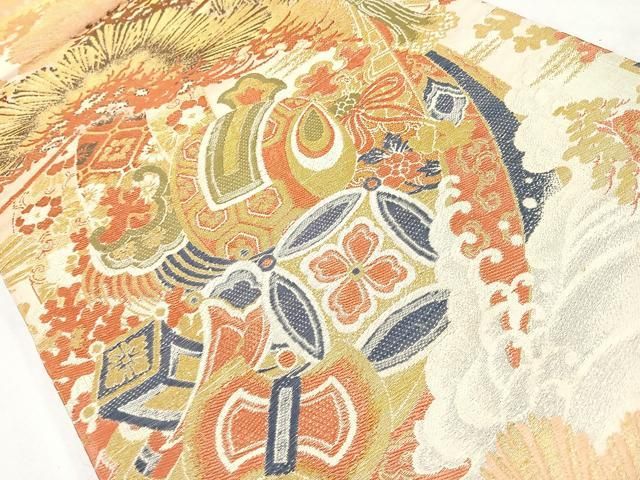 平和屋着物○アンティーク 大正ロマン 丸帯 花喰鳥 正絹 逸品