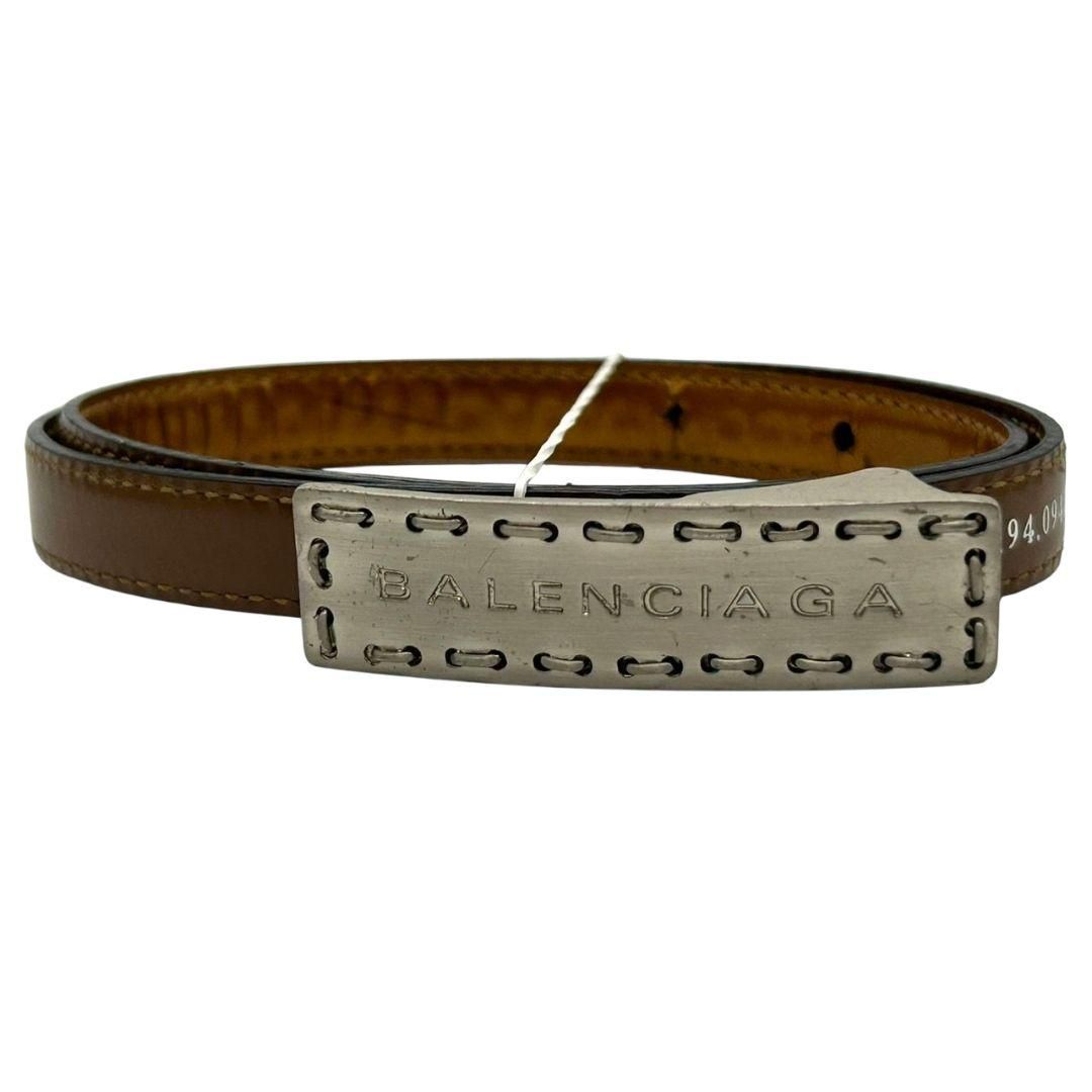 バレンシアガ ベルト 茶 ブラウン プレートバックル ロゴ PX-3 レザー 本革 ブランド メンズ GUCCI風 デザイン BALENCIAGA