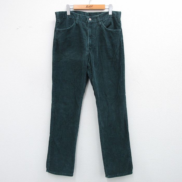 W34 古着 リーバイス Levis 519 コーデュロイ パンツ メンズ 80s タロン 濃緑系 グリーン spe 25oct15 ボトムス ロング