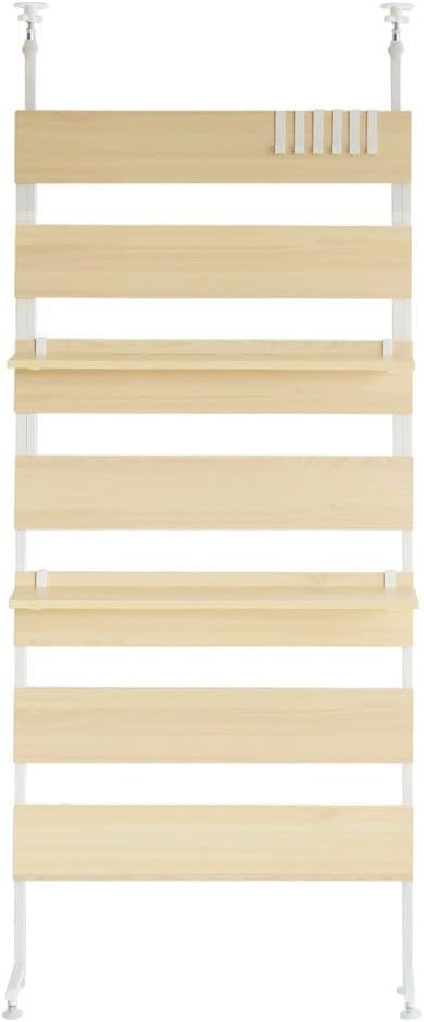 幅80cm 突っ張り式 ウォールシェルフ 突っ張り棚 Ruth ルース ワイドタイプ ラダーラック 壁面ラック 壁面収納 ホワイト×ナチュラル エア リゾーム