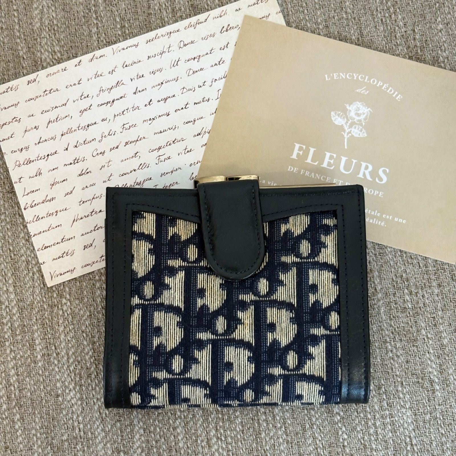 箱付き】クリスチャンディオール トロッター キャンバス×レザー がま口