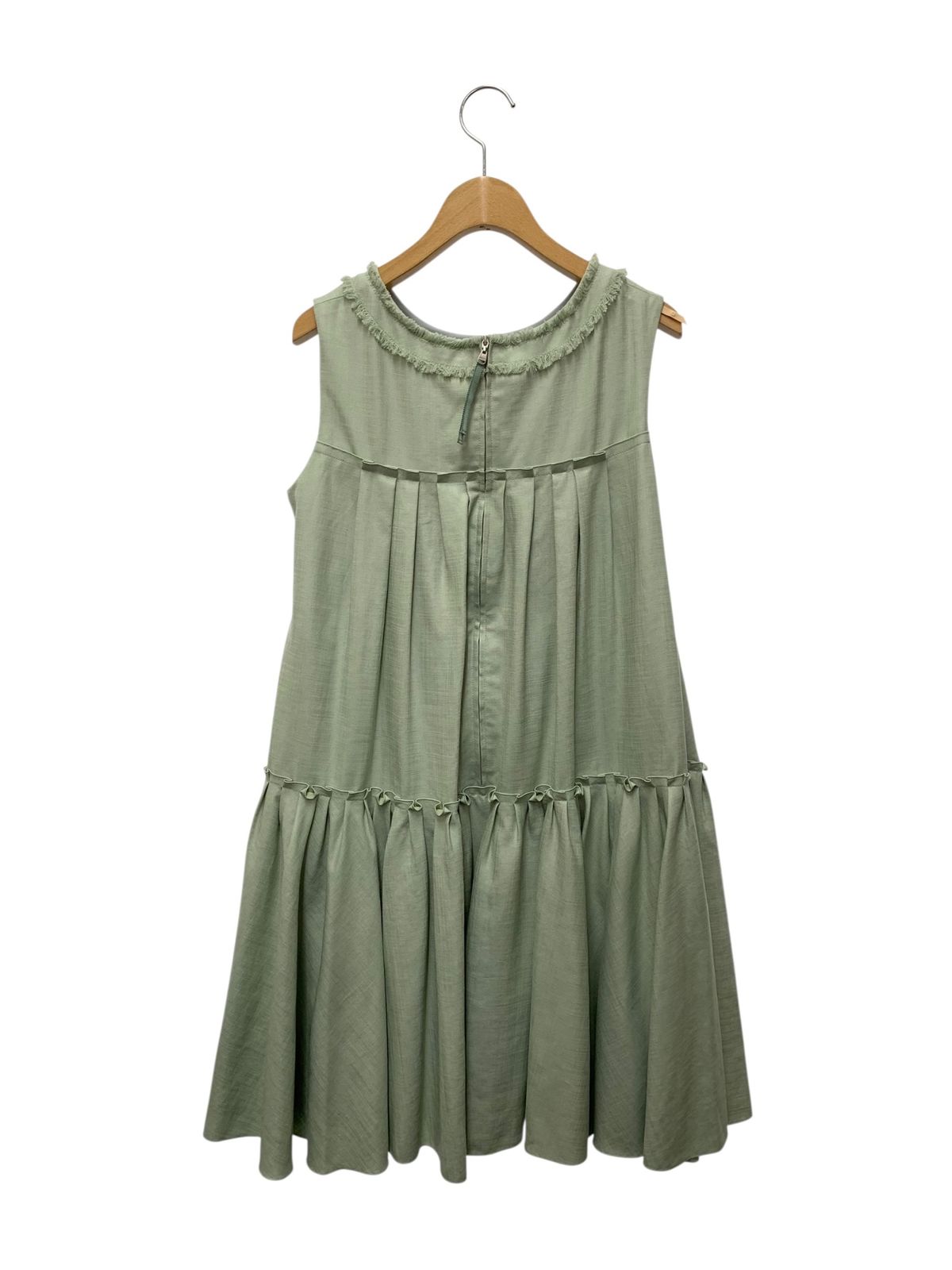 フォクシーニューヨーク リネンフェイス Dress 38321 ワンピース 38 グリーン フリンジ ITE5C976H2MS