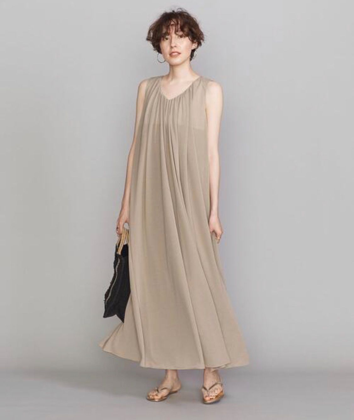 【未使用】BEAUTY&YOUTHギャザーフレアノースリーブマキシワンピ BEAUTY&YOUTH UNITED ARROWS｜ギャザーフレア ノースリーブ
