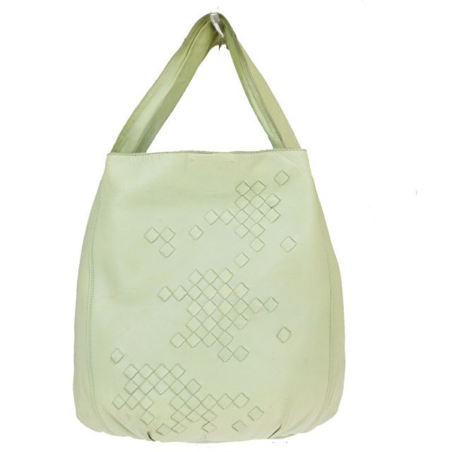 【中古】 ボッテガ・ヴェネタ(Bottega Veneta) イントレチャート レザー ショルダーバッグ エメラルドグリーン 07GB801
