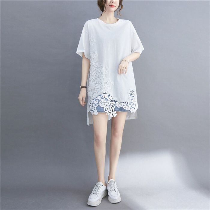 tシャツ レースオーバーチュニック レディース GOLDJAPAN 大きいサイズ レディース チュニック プルオーバー