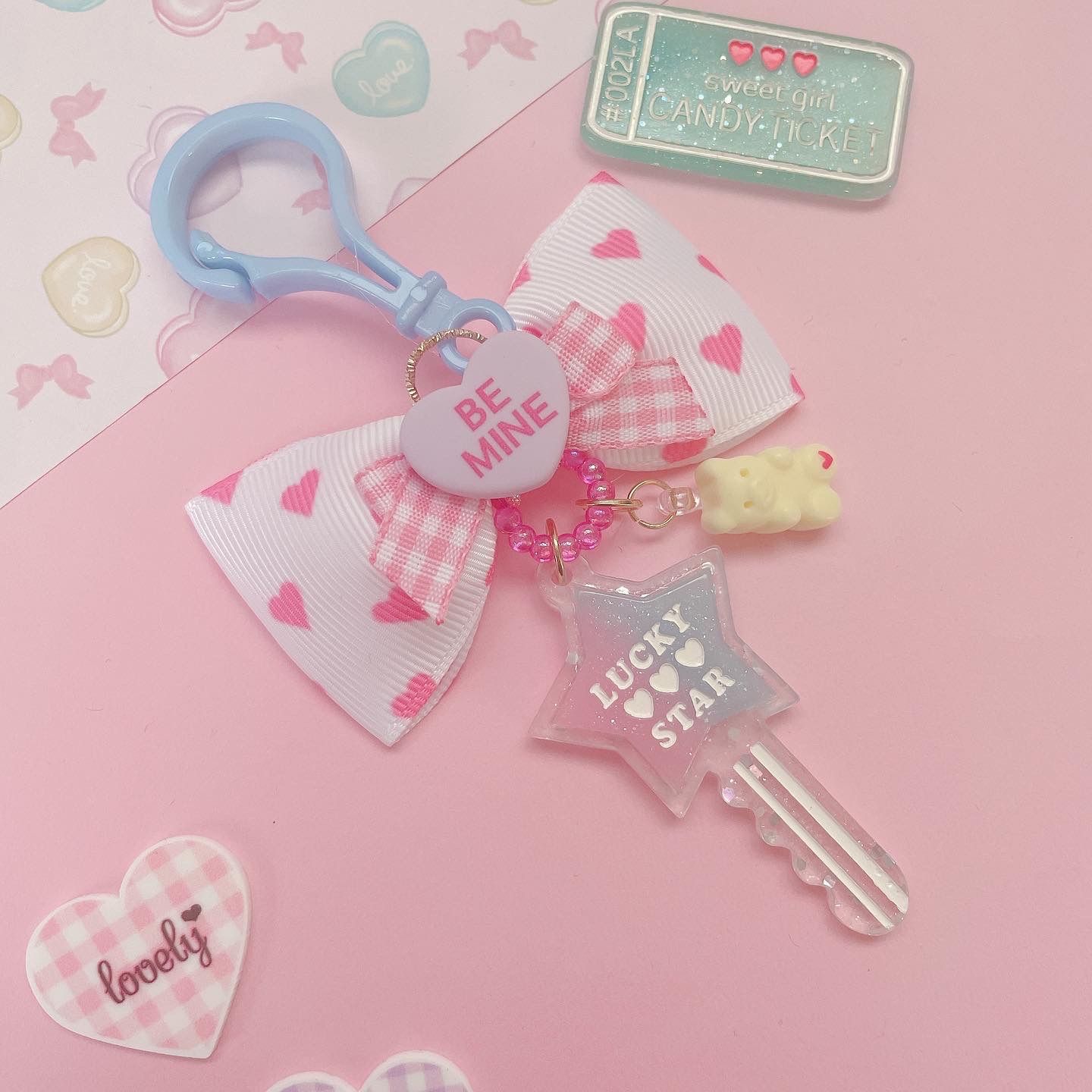 リボン キーホルダー♡ ハンドメイド リボン 小学生 キッズ - LALALA