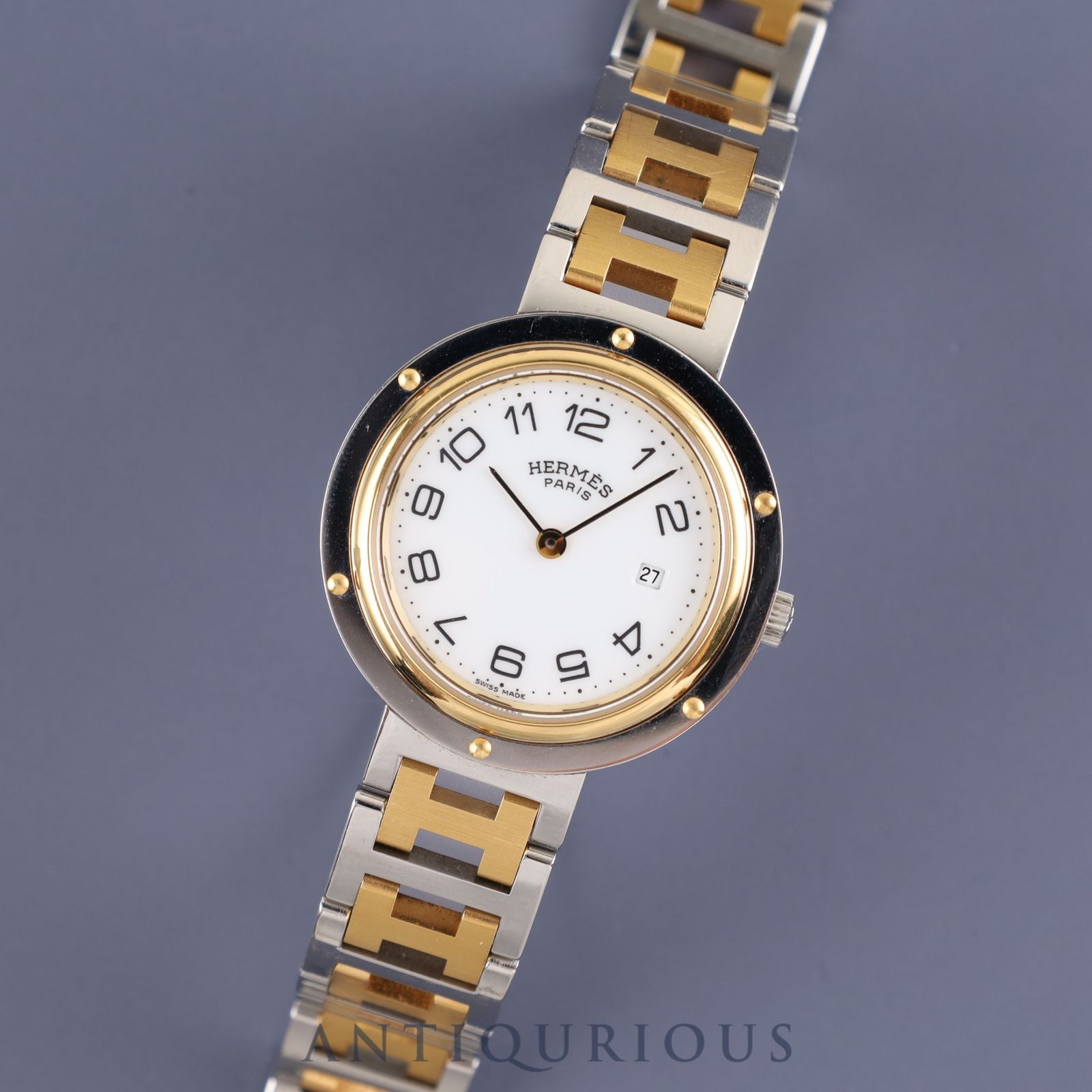 エルメス クリッパー ボーイズサイズ クオーツ SS / GP ホワイト