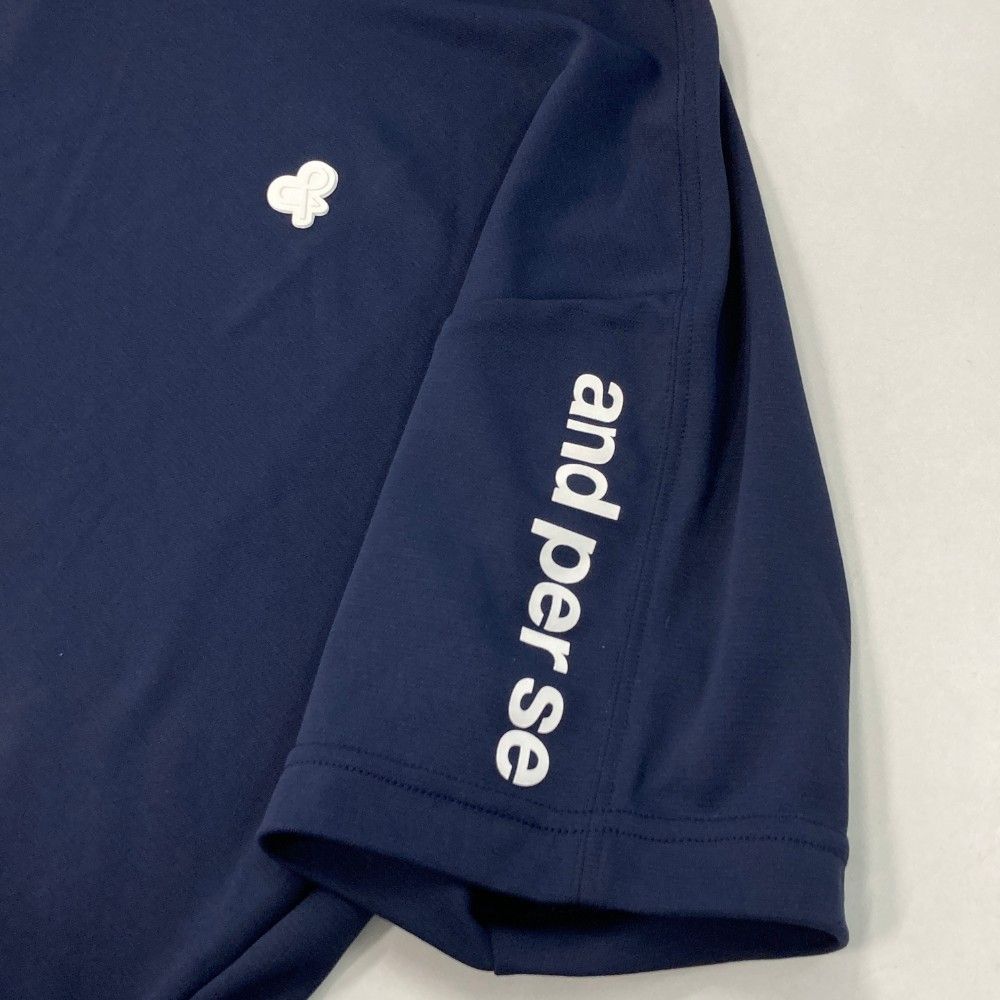 サイズ：L AND PER SE アンパスィ  ハイネック 半袖Tシャツ  ネイビー系 [240101429196] ゴルフウェア メンズ ストスト サイズ：L AND PER SE アンパスィ ハイネック 半袖Tシャツ