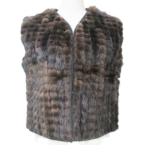 TOGU ミンク ベスト ジレ TOHOMINK 毛皮 リアルファー 前開き ブラウン系 X