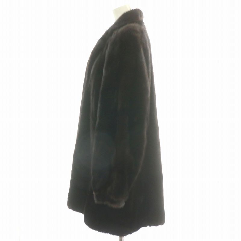 サガミンク SAGA MINK 金サガ ファーコート ミドル ハーフ ロング ミンク 毛皮 総裏地 フリーサイズ F 黒 ブラック MP GY18