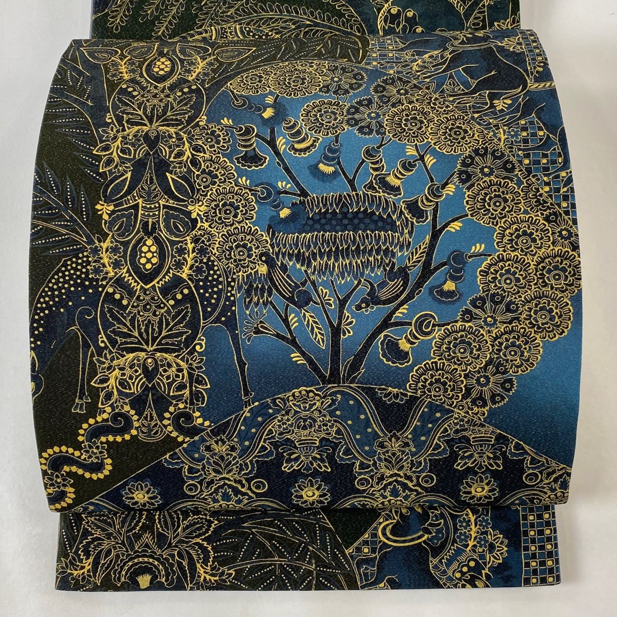 バイセル 着物 美品 逸品 袋帯 深緑 前田仁仙 草花 有栖川 華文 金彩 全通 正絹 ☆☆☆☆☆