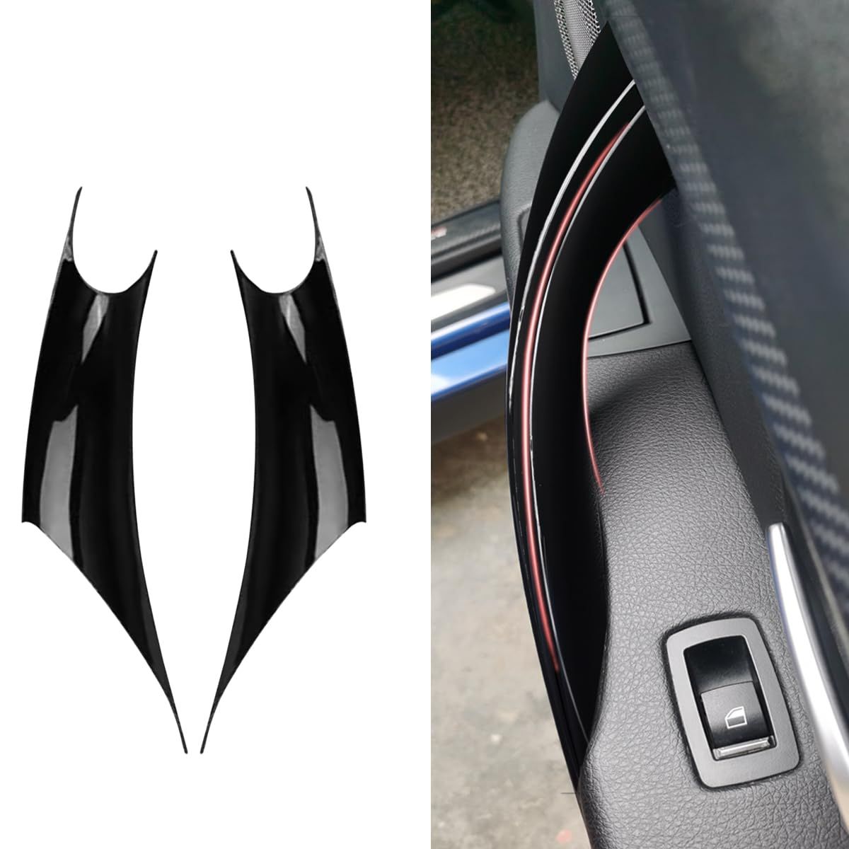 ZdeduoCar BMW向け 専用設計3シリーズF30 F31 F34 F80（2012-2018）4シリーズF32 F33 F36 F82 F83(2014-2017)ピアノブラックドアハンドルカバー、用内部ドアハンドルカバー 左右1個ずつ（ピアノブラック