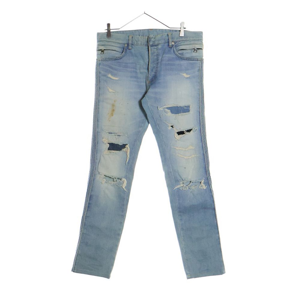 BALMAIN ダメージ加工デニム BALMAIN - 【ラスト1点】SLIM DENIM JEAN 15 CM BLEACH