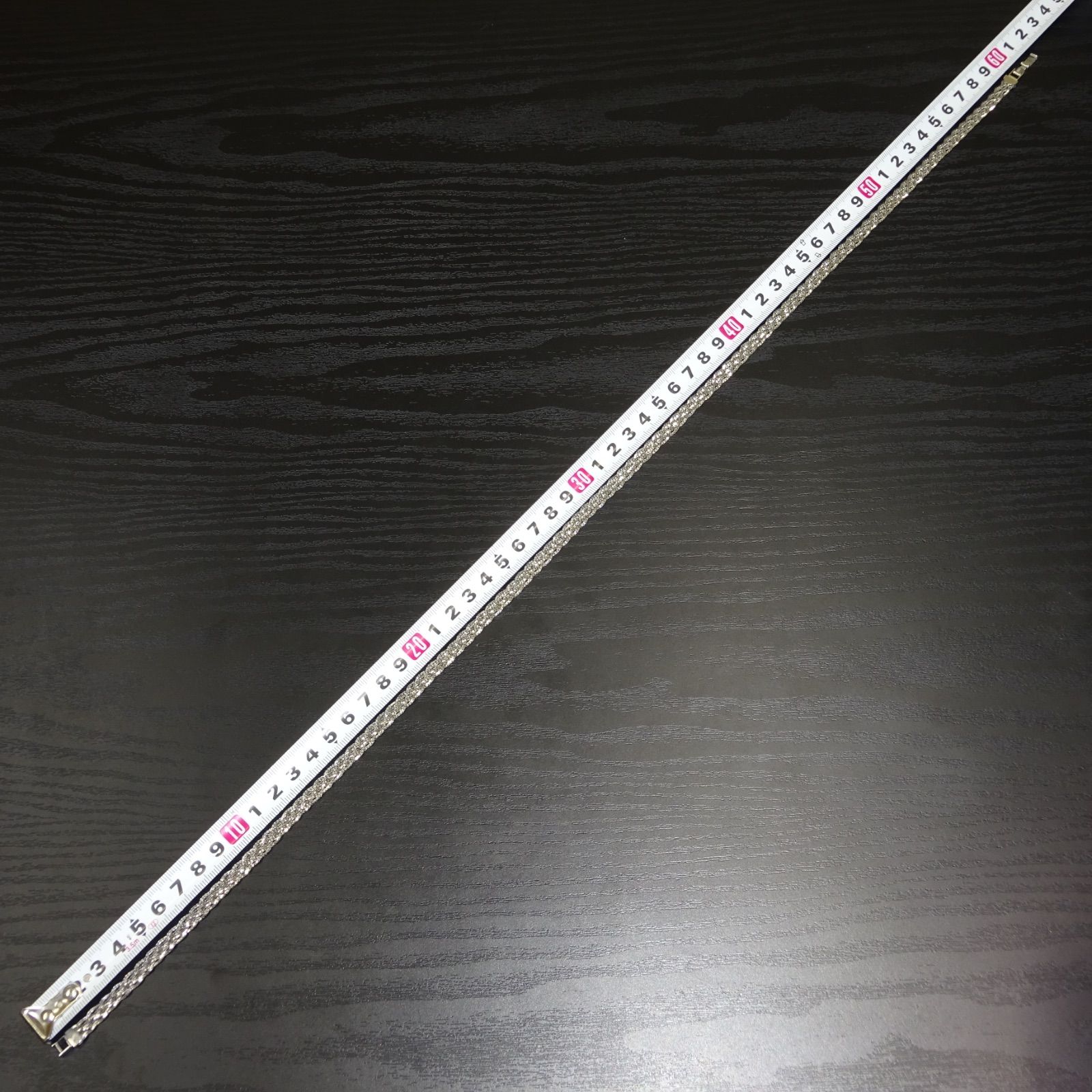プラチナpt850 ボリューム 編み込み デザイン ロング ネックレス 60cm 