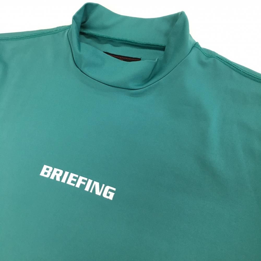 超美品】ブリーフィング 半袖ハイネックシャツ グリーン×白 ロゴ