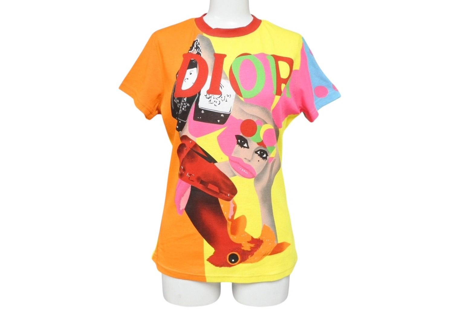 ♥ Christian Dior クリスチャンディオール 総柄半袖Tシャツ 5E16155203 サイズ42 マルチカラー ガリアーノ期 4b008221