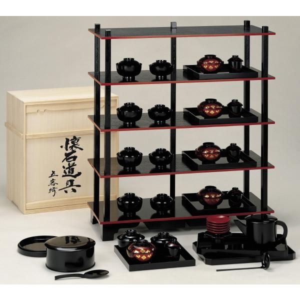 翔品 茶道具 盃台 木製漆塗 （化粧箱） kaiseki-38 注)表記の商品のみの