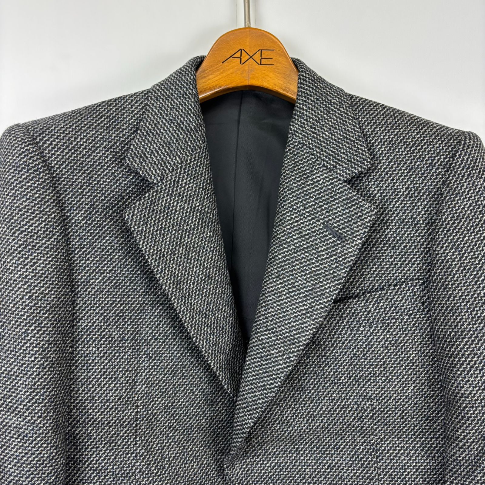 FINE CLOTHES ツイードテーラードジャケット グレー A-3サイズ 古着 