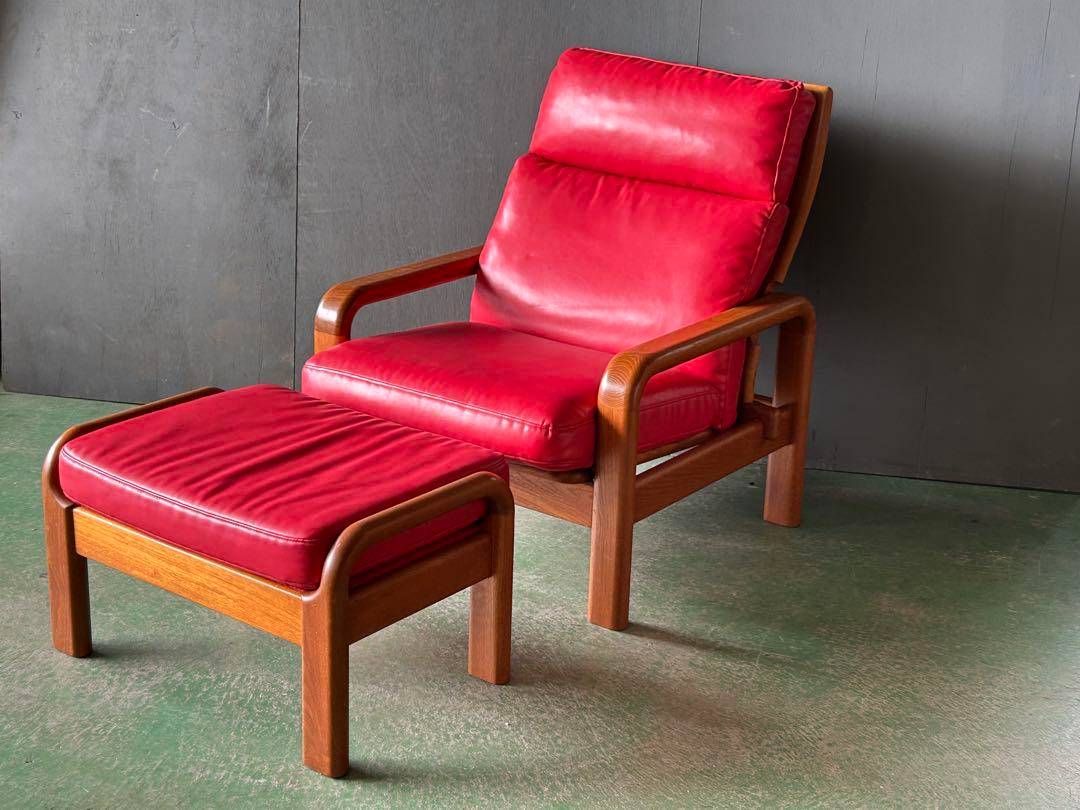 Ｌオルセン&サン L. olsen & son チーク無垢材　レッドレザー　IN Lオルセン&サン L. olsen & son チーク無垢材 レッドレザー IN