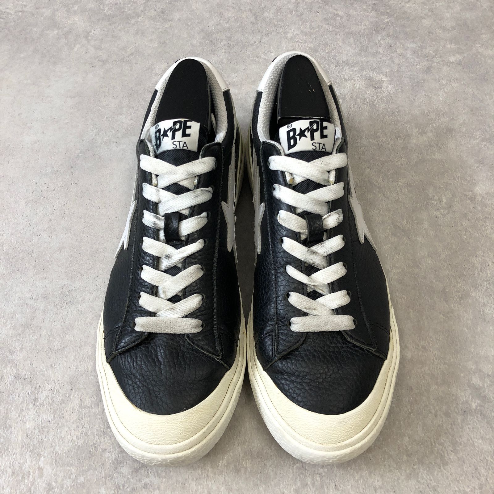 【超美品】アベイシングエイプ　スタジャンBAPE STA LOGO サイズＭ 袖レザー BAPE STA LOGO スタジャン Mサイズ ネイビー a bathing