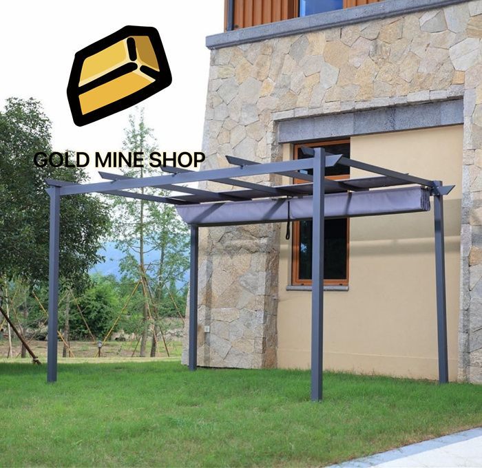 シェード付パーゴラ 専用替布 ベージュ ロープ開閉式 テラス