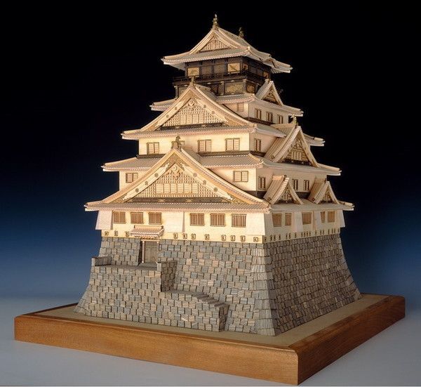 木工用アロンアルファ＋カッター＋紙やすり付き ウッディジョー 木製建築模型 1|150 大阪城 佐川急便