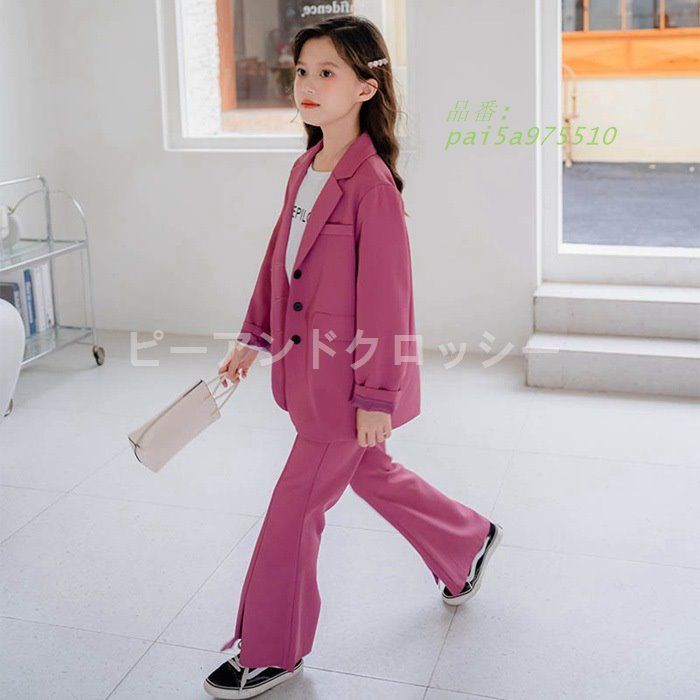 パンツスーツ フォーマルスーツ 女の子 キッズ スーツ 150 卒園式 160 入園式 結婚式 七五三 2点セット 170 ピアノ発表会 卒業式 入学 pai5a975510