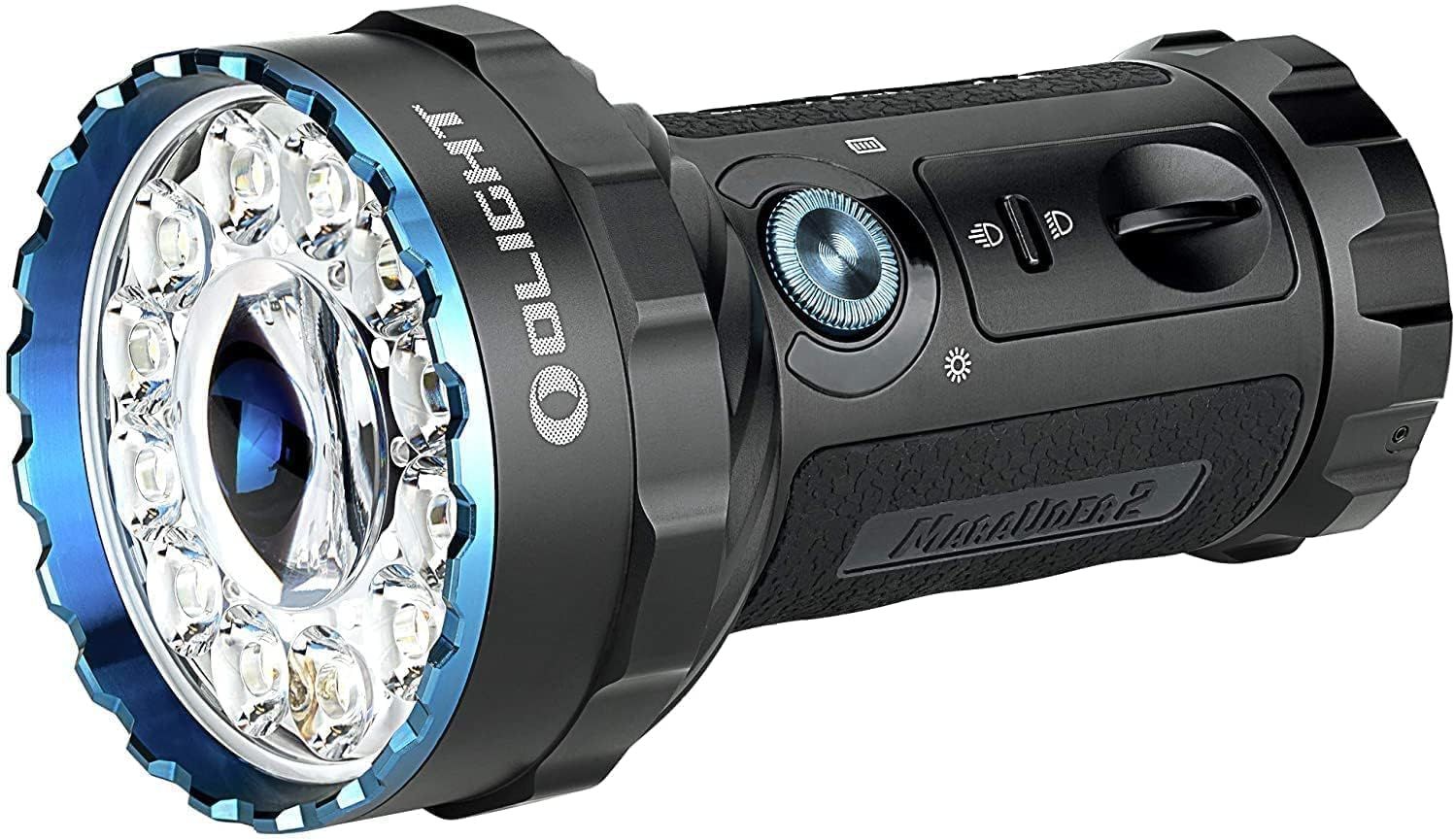 OLIGHT(オーライト) Marauder 2 懐中電灯 ledフラッシュライト 強力 最強 ハンディライト 14000ルーメン 射程800M 54Hランタイム アルミニウム合金材料 充電式 軽量 LEDライトIPX8防水 防災 （ ブラック