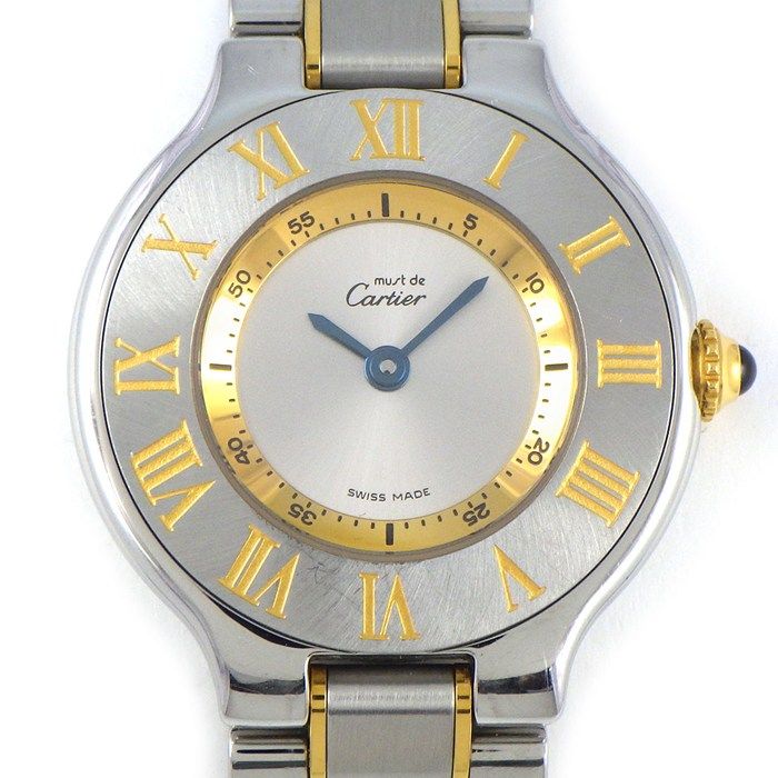 カルティエ Cartier 腕時計 マスト21 ヴァンティアン W10073R6 サンレイ シルバー文字盤 ローマンベゼル GP SS クオーツアナログ
