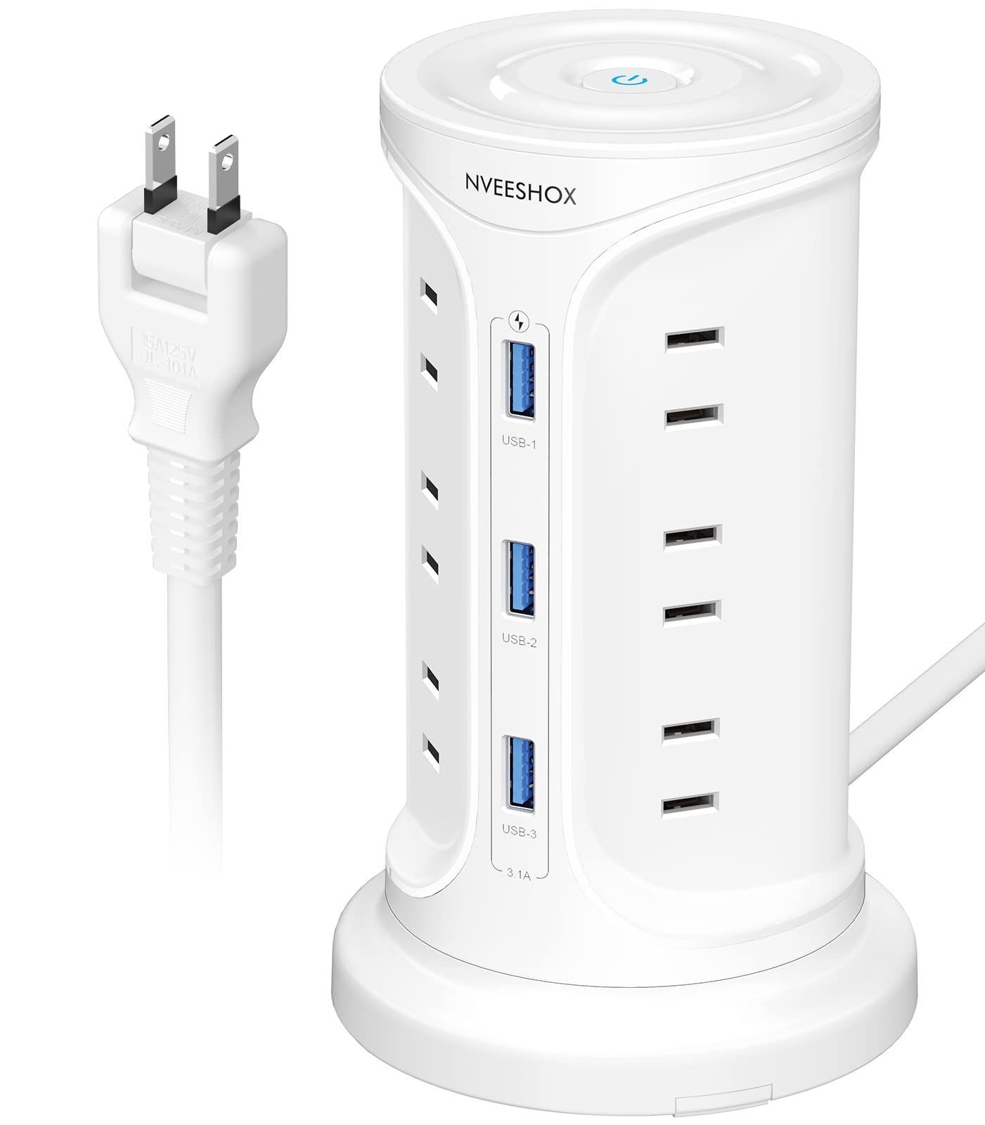 雷ガード 固定パーツ付 3個USBポート 3層 たこ足配線 12個AC口 テーブルタップ 2m OA マルチタップ 延長コード 壁掛け usbコンセント 安全保護機能 タワー型 自宅用 会社用 電源タップ 1年間品質 N