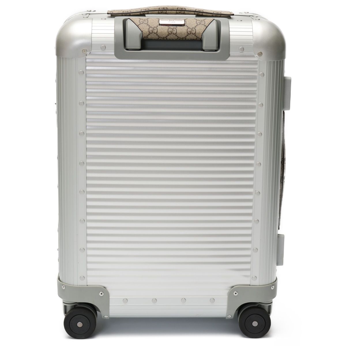 GUCCIアルミニウムキャビントロリーラゲージストラップ付き Gucci Porter cabin plus trolley in metallic silver aluminium