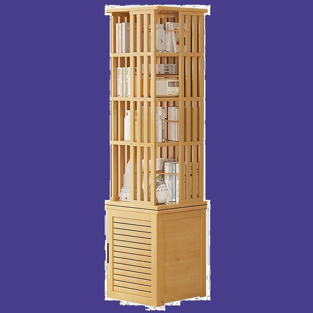 省スベース 幅37cm タワー おしゃれ ブックシェルフ コミックラック CD DVD収納ラック 回転ラック 書棚 スリム お子供用本棚 大容量 リビング お部屋 回転 デスク横 本棚 ベッド横 ブラウン 回転式本棚 タイプB PFLife 6段