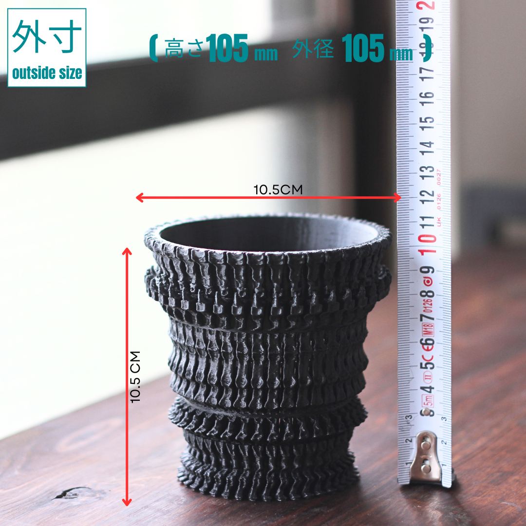 3Dプリント鉢 3Dプリンター鉢 作家鉢 植木鉢 Green5【ZARU103S】90mm