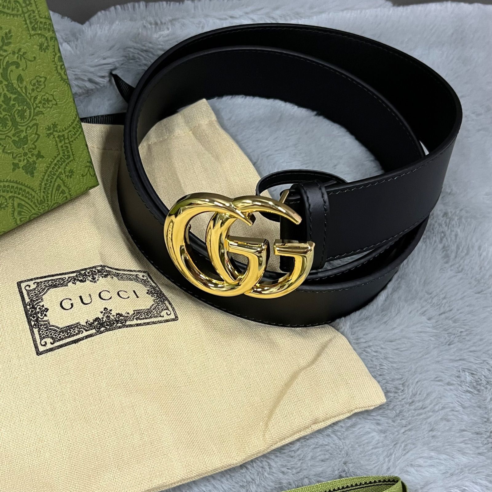 GUCCI グッチ レザーベルト GG マーモント ゴールド金具 - Great shop