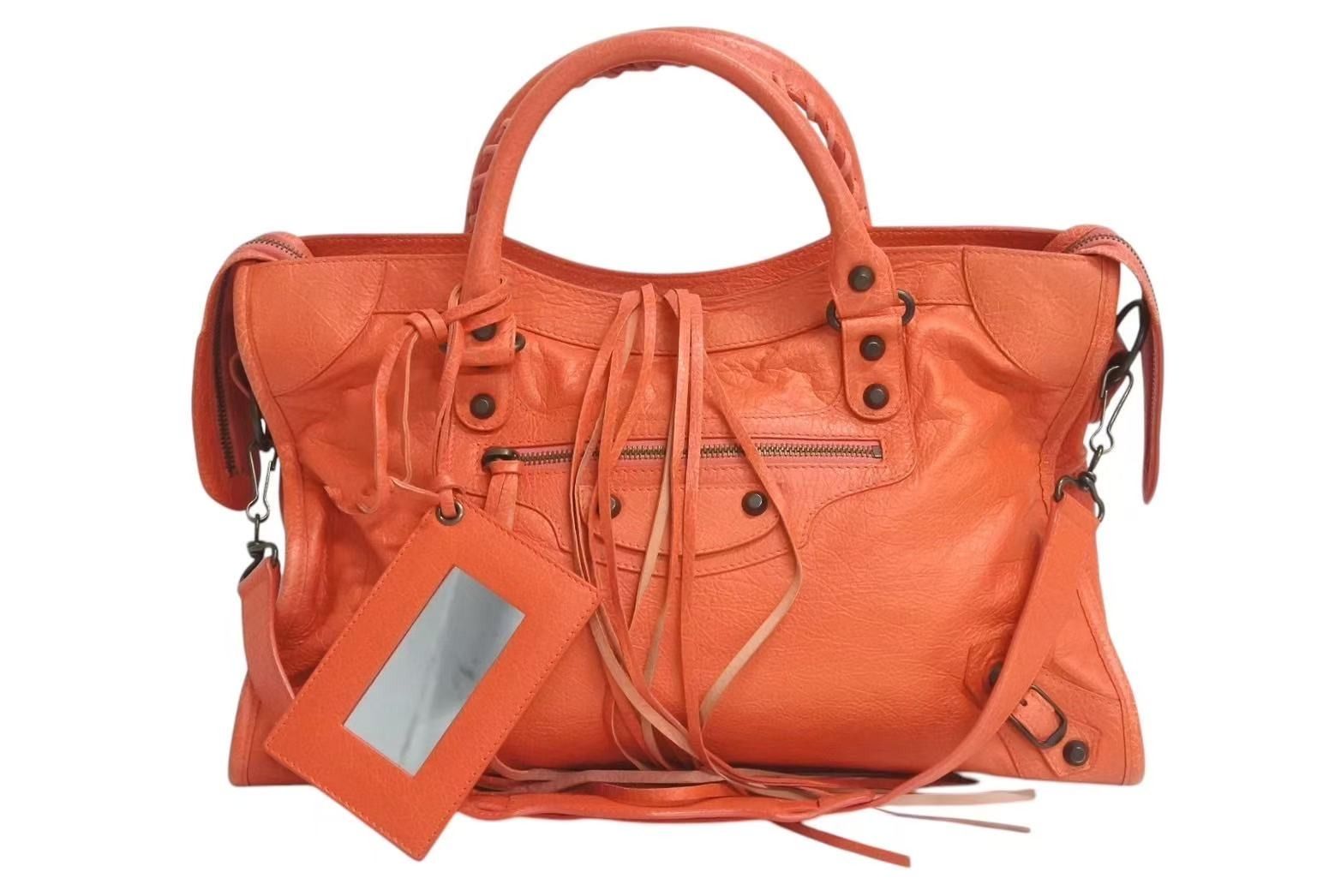 BALENCIAGA バレンシアガ ザ シティ 2WAYバッグ ハンドバッグ オレンジ系 レザー 115748 4b000844
