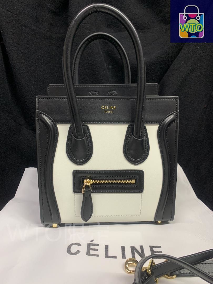 CELINEラゲージミニショッパーハンドバッグ^~ ブラック（黒）系