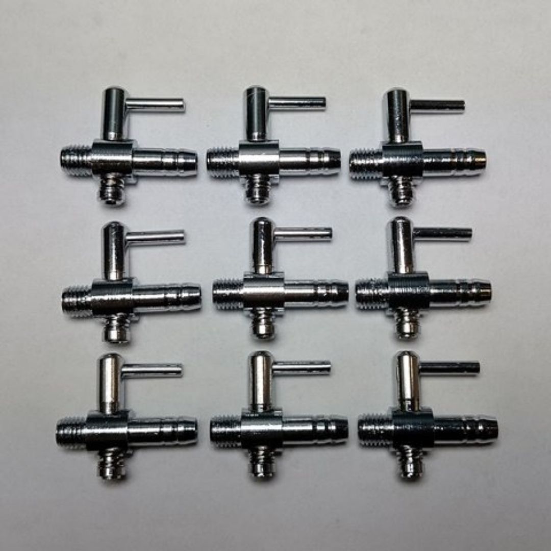 100個 一方コック エアーチューブ 6mm エアーレーション ストーン等に 個数でお得なセット割あり 一方コック 金属 エアーチューブ 6mm