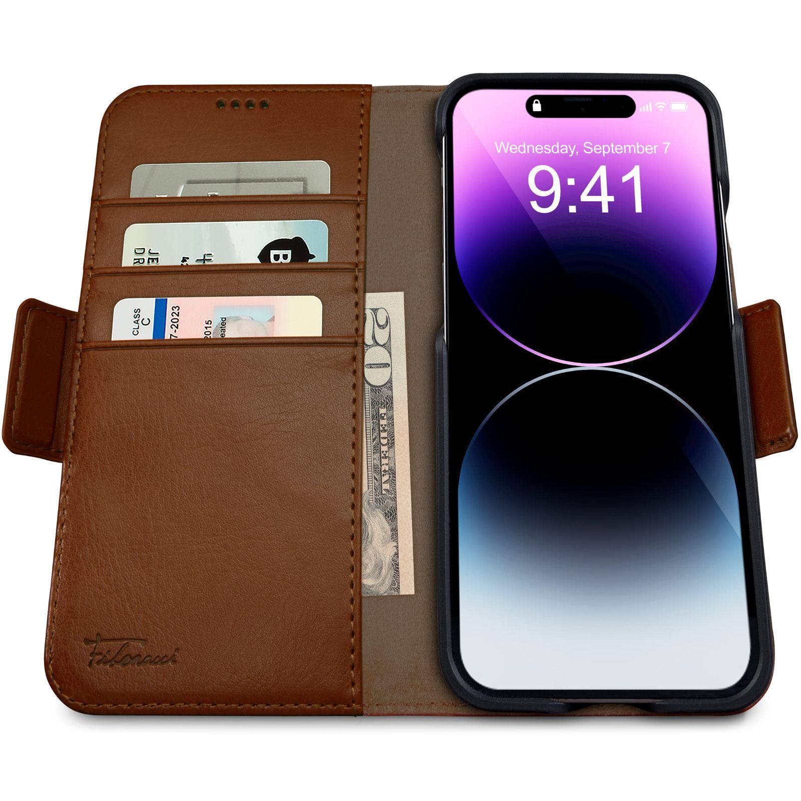 新着商品 フィボナッチ Fibonacci 2イン1 財布型ケース Apple iPhone 14 Plus用 - Dreem ヴィーガンレザー製 マグネット着脱式 耐衝撃 携帯電話ケース RFIDカード保護機能 2通りに使えるフリップスタンド付き -