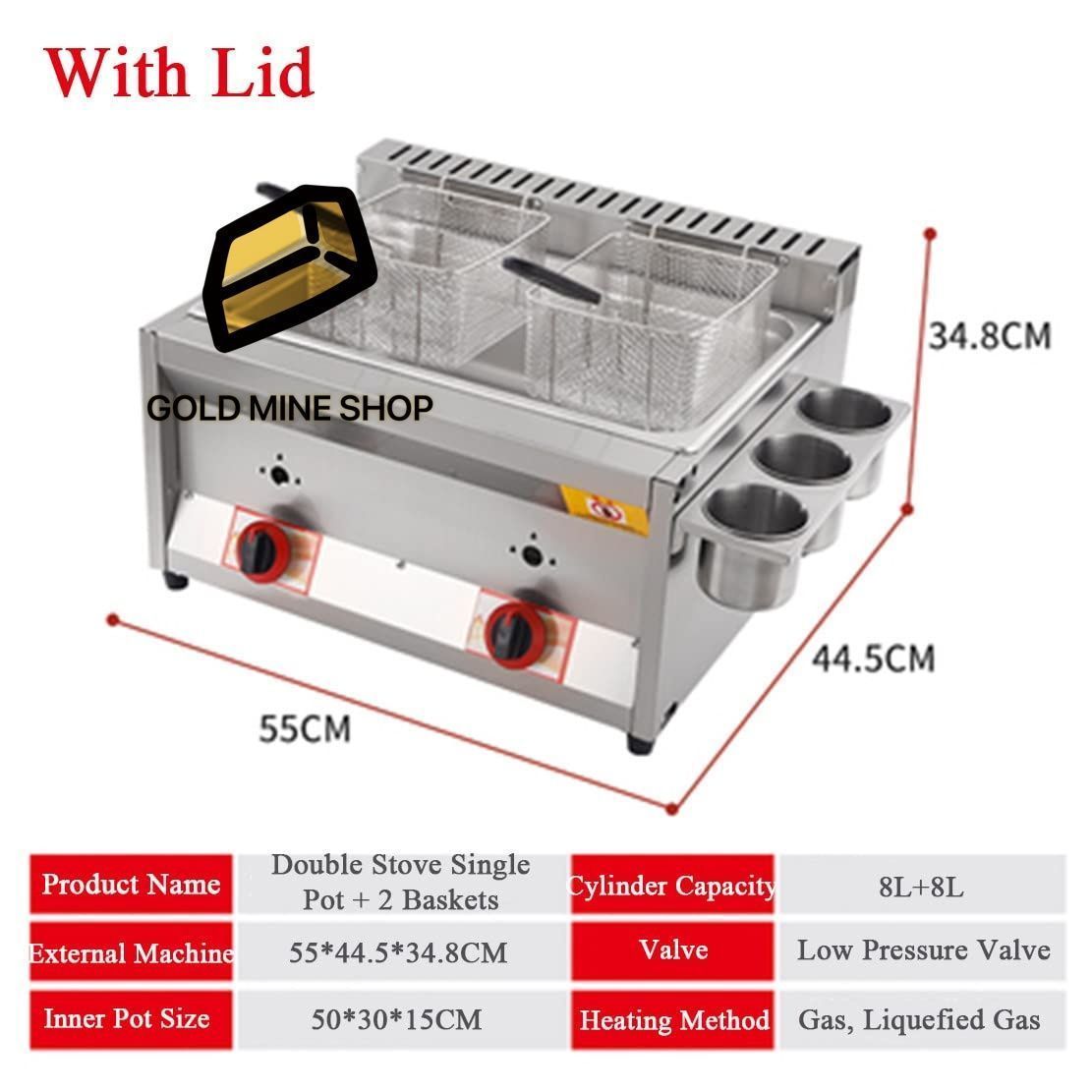 業務用フライヤー カウンタートップガス|LPGフライヤー フライバスケット付き フライドポテト チキンウィング ドーナツに最適 SKLAD-KIRPICHA_RU
