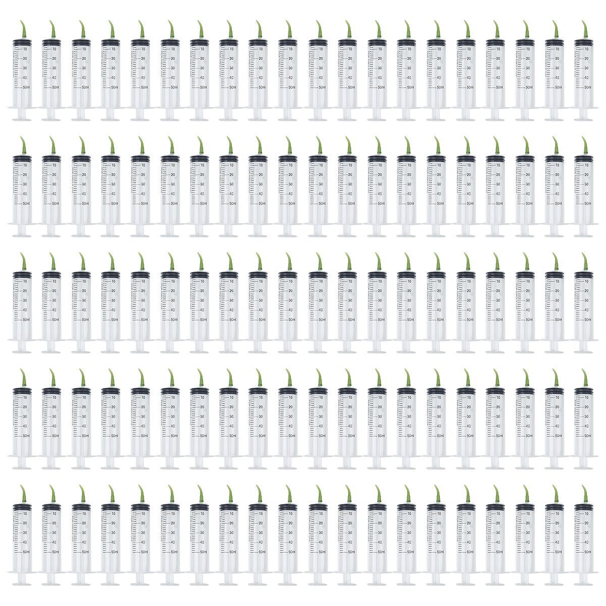 針無しシリンジ 中口 50ml+プラスチック湾曲針14Gセット 100個セット