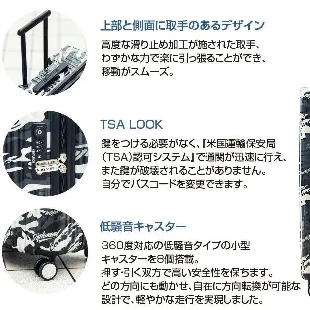 CENTURION /Mサイズ/26インチ/迷彩/旅行/出張/温泉/ソフト型 CENTURION /Mサイズ/26インチ/迷彩/旅行/出張/温泉/ソフト型