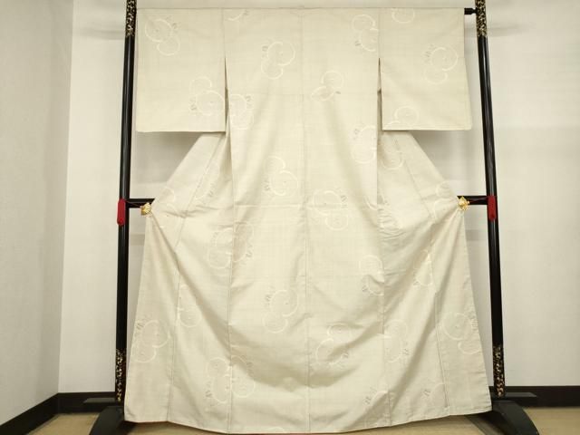 平和屋着物○本場大島紬 白大島 カタス7マルキ 光琳椿 正絹 逸品